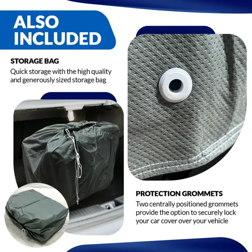 Vista 3 de Cubiertas de coche de 7 capas impermeables para todo tipo de clima Cobertura pesada para automóviles y coches Cobertura de lluvia de calidad