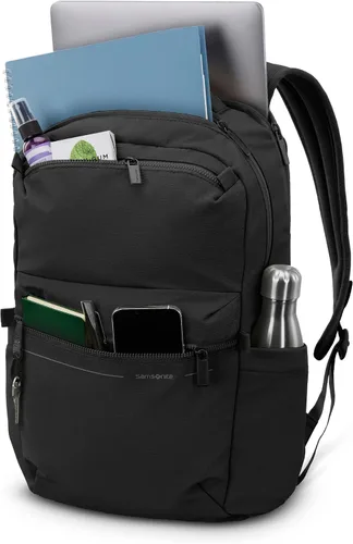 Vista 3 de Samsonite Mochila Básica, Compartimento Dedicado para Laptop, Bolsillos Delanteros Stash y Malla de Aire Transpirable Ligera Negro