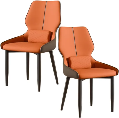 Vista 15 de YVYKFZD Juego de sillas de comedor de cuero, sillas de comedor con patas de metal, sillas de cocina tapizadas, silla minimalista sin brazos