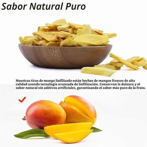 Vista 4 de Mango liofilizado, fruta liofilizada, 120g/4.23OZ de mango natural deshidratado, sin azúcar añadida, nada añadido, snack de superalimento, chips