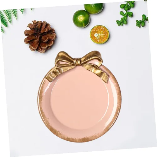 Vista 3 de jojofuny Plato redondo de lujo de 2 piezas con decoración de lazo para servir postres o frutas