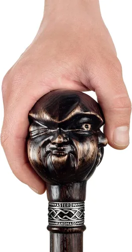 Vista 7 de Bastón de madera tallado único para hombres y mujeres, Buda - Elegante bastón de madera hecho a mano