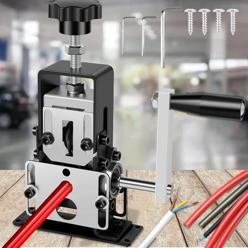 Vista 8 de Máquina peladora de alambre, manual de 0.06 a 0.98 pulgadas, máquina peladora de cables con manivela o taladro, máquina peladora de alambre de cobre