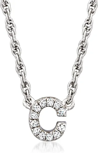 Vista 9 de Ross-Simons Diamond-Accented Lowercase Mini Initial Necklace in Sterling Silver