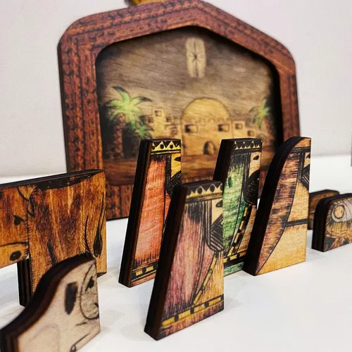 Vista 5 de Rompecabezas de madera de Jesús, rompecabezas de pesebre con diseño de madera quemada, decoración de escultura de rompecabezas de Jesús
