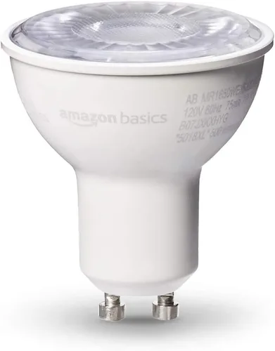 Vista 2 de Bombilla LED Amazon Basics MR16, equivalente a 50 vatios, 7W de eficiencia energética, base GU10, luz blanca diurna 5000K, regulable, vida útil