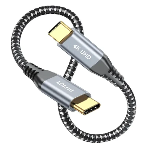 Vista 10 de LDLrui Cable de monitor USB C, pantalla 4K 60HZ, ángulo recto de 1 pie, transferencia de datos de 20 Gbps, carga de 100 W, cable de video USB 3.2