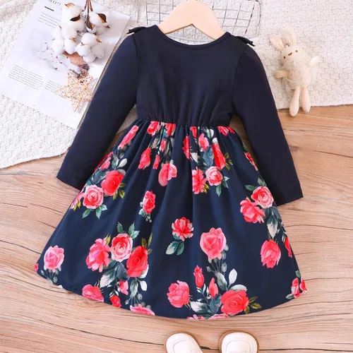 Vista 2 de VEOAY Vestidos casuales para niñas, para primavera, verano, otoño, lindo vestido de manga corta y manga larga, ropa de 1 a 8 años