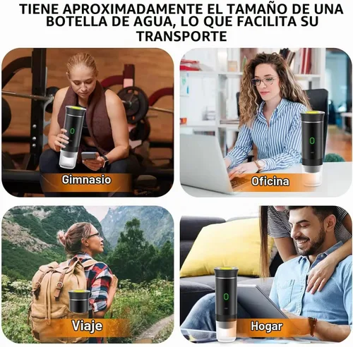 Vista 5 de Cafetera espresso portátil para viajes con estuche – Cafetera de viaje autocalentable con USB-C, compatible con café molido, cápsulas NES y DG