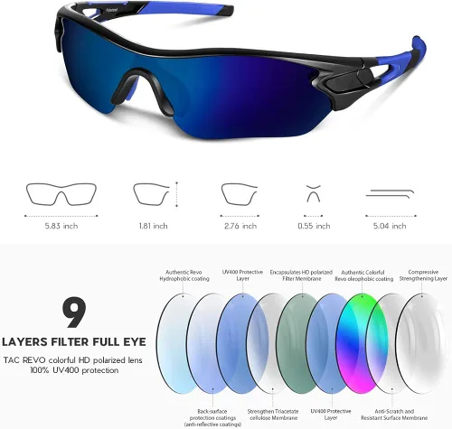 Vista 4 de Lentes de sol polarizados para hombres y mujeres jóvenes de béisbol ciclismo correr conducir pesca golf motocicletas lentes TAC UV400