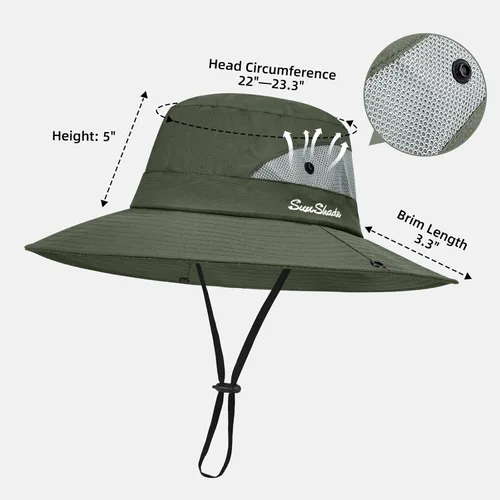 Vista 46 de Rosoz Sombreros de cola de caballo para mujer, protección UV, ala ancha 1 paquete-negro