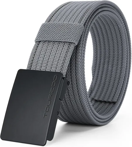 Vista 9 de TOURZOO Cinturones tácticos militares de nailon para hombres de 1.5 pulgadas, sin agujeros, cinturón de lona ajustable para senderismo, casual y al