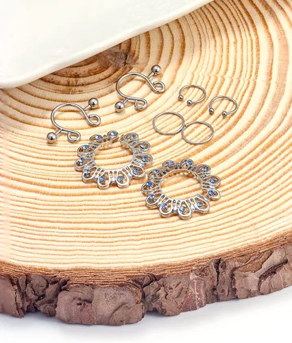 Vista 4 de Jenxnjsjo - Anillos falsos para pezones piercings de pezones falsos anillos de pezones falsos joyas de pezones piercings de pezones falsos sin