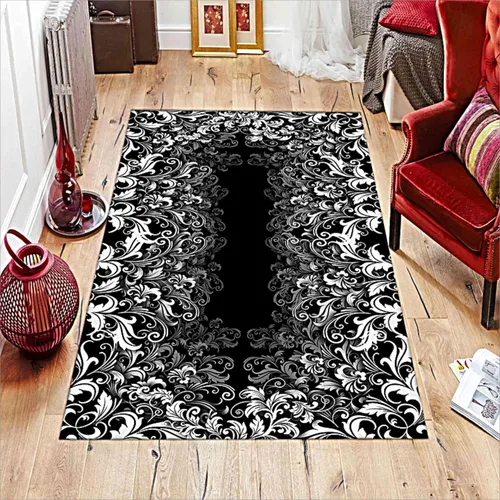 Vista 14 de Alfombra abstracta 3D de 3 x 4 pies, alfombra contemporánea con estampado de rayas irregulares, alfombra grande lavable para sala de estar