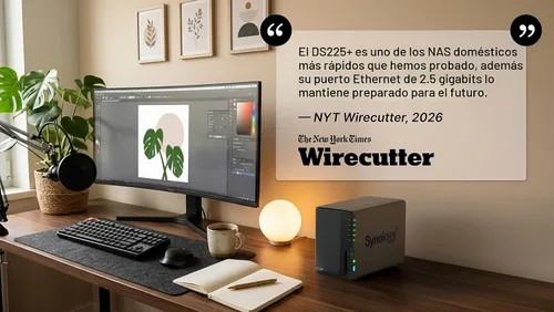 Vista 3 de Synology DiskStation DS225+ de 2 bahías (sin disco)