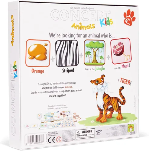 Vista 3 de Concept Kids Animals - Juego cooperativo de adivinanzas de animales para niños. Divertido juego de mesa familiar para niños y adultos, a partir de 4