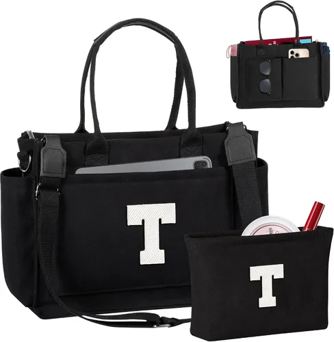 Vista 21 de Easter Basket Stuffers, Initial Tote Bag with Makeup Bag, Birthday Gifts for Women, Teen Girl Gifts Trendy Stuff