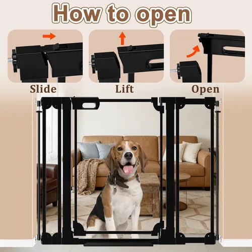 Vista 5 de WAOWAO Puerta de bebé de acrílico transparente de 40 pulgadas extra alta para escaleras, diseño moderno, puerta de acrílico con cierre automático
