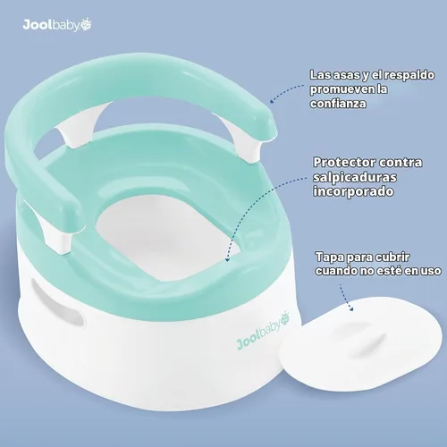 Vista 3 de Jool Baby Silla Orinal para Entrenamiento de Baño de Niños Pequeños - Protector contra Salpicaduras y Soporte para la Espalda (Aqua)