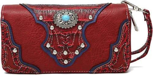 Vista 3 de Juego de cartera de estilo occidental con flecos estilo vaquera conchos bolsas de hombro para mujer