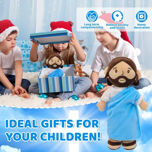Vista 4 de Yelakey Muñeco de peluche de Jesús marrón de 11.8 pulgadas, guardián, bautizo, peluche, juguete de Salvador, regalos para la iglesia, escuela