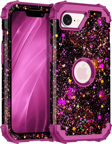 Vista 27 de Miqala Funda para iPhone 12, iPhone 12 Pro, que brilla en la oscuridad, tres capas, resistente a los golpes, protección de plástico duro + funda