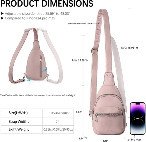 Vista 4 de CLUCI Small Sling Bag for Women, Leather Crossbody Fanny Packs Trendy, Women's Chest Bag