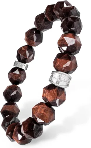 Vista 7 de AWNL Pulsera de cuentas para hombre con dije de plata de ley de 0.394 pulgadas (0.394 in) de oro, obsidiana y ojo de tigre natural, regalo