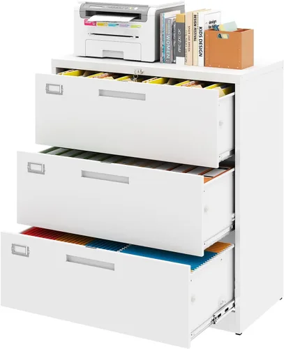 Vista 29 de Archivador de 2 cajones con cerradura, archivador vertical móvil para colgar carpetas tamaño A4/carta/legal, debajo del escritorio, pequeños