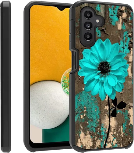 Vista 18 de Funda para teléfono Galaxy A14 5G, resistente 2 en 1 de doble capa híbrida de policarbonato duro y silicona suave a prueba de golpes, funda de Retro