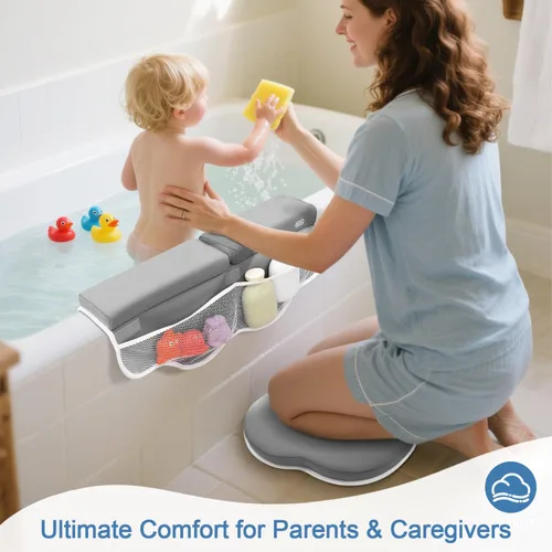 Vista 2 de Roslim Juego de rodilleras y coderas de baño, paquete de tapetes de baño suaves de secado rápido, almohadillas de espuma antideslizantes y duraderas
