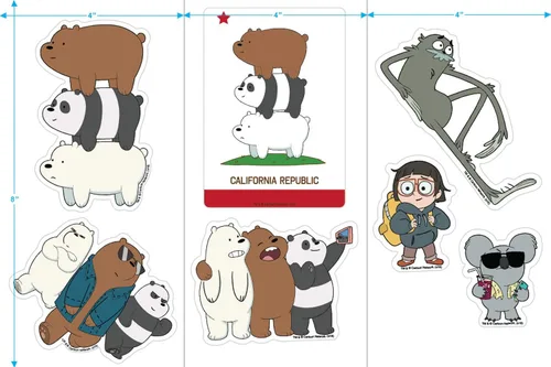 Vista 3 de Popfunk We Bare Bears Cartoon Network - Calcomanías coleccionables con oso de hielo, grizzly y panda (amigos)