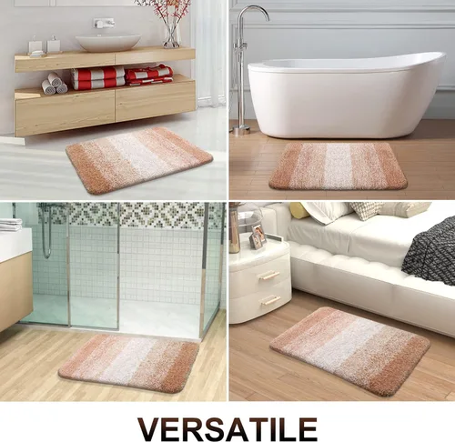 Vista 8 de OLANLY Alfombra de baño y inodoro en forma de U, tamaño 59 x 20 pulgadas, tamaño de alfombra de inodoro de 24 x 20 pulgadas, color beige, paquete