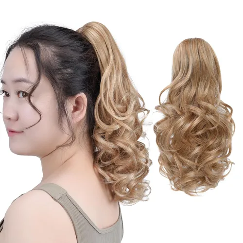 Vista 74 de SYXLCYGG Auburn Clip Cola de caballo Clip Cola de caballo Extensión de cola de caballo ondulado 10 pulgadas 3.5 oz pelo sintético falso pieza