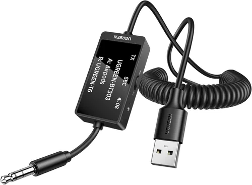Vista 8 de UGREEN Receptor transmisor Bluetooth 5.4, dos pares de adaptador auxiliar de audio de 0.138 in con micrófono integrado para llamadas manos libres