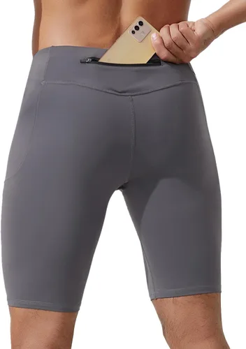 Vista 2 de MIZOK Pantalones cortos de compresión elásticos para hombre con bolsillo