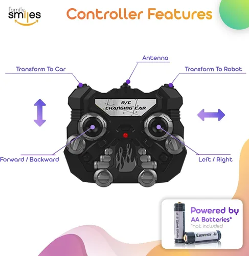 Vista 5 de Juguete de control remoto para niños, coche deportivo, robot transformador, vehículo a control remoto, juguetes para niños de 8 a 12 años