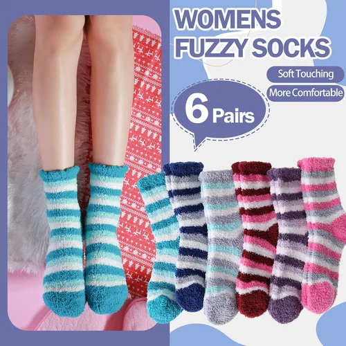 Vista 2 de ANTSANG Womens Fuzzy Socks Slipper Winter Fluffy Comfy Cozy Socks Cabin Warm Home Socks