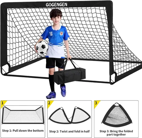 Vista 4 de Soccer Goal, 2 of 6x4 Soccer Goals for Backyard with Soccer Net, Soccer Ball, Target, Cones, Soccer Training Equipment for Toddler Kids Youth