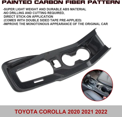 Vista 5 de x xotic tech Marco de fibra de carbono con textura de fibra de carbono, panel de palanca de cambios, cubierta compatible con Toyota Corolla