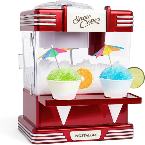 Vista 9 de Nostalgia Máquina de cono de nieve retro – Tamaño de encimera de una sola porción – Máquina de hielo afeitado para conos de nieve, granizados