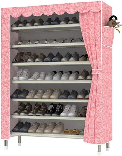 Vista 3 de Estante para zapatos, organizador de zapatos de 8 niveles, organizador portátil de almacenamiento de zapatos, armario con cubierta de tela a prueba