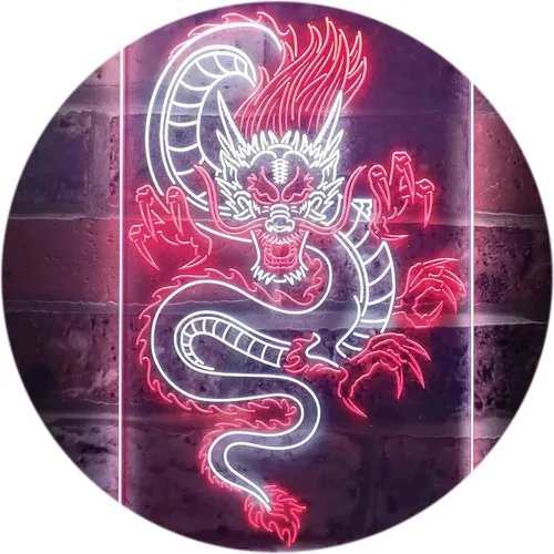 Vista 17 de Cartel de neón ADVPRO LED con dragón chino, letrero de neón LED de color dual st6-i3225