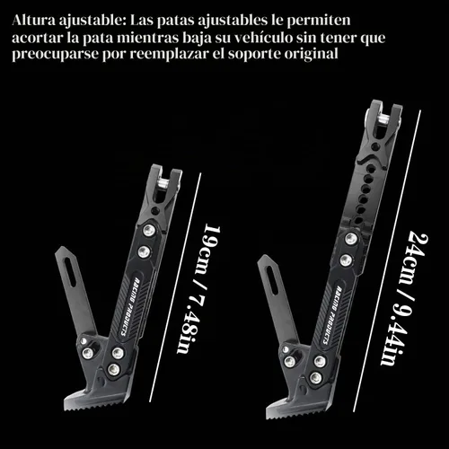 Vista 3 de Soporte de patas de motocicleta universal ajustable modificado CNC de aleación de aluminio, soporte de trípode ajustable, soporte lateral para Negro
