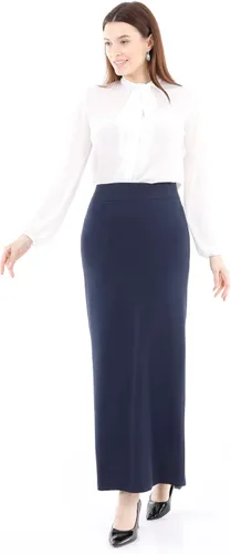 Vista 5 de G-Line Faldas de tubo modestas para mujer, estilo casual, talla grande, cintura alta, con abertura, longitud al tobillo, falda larga elástica
