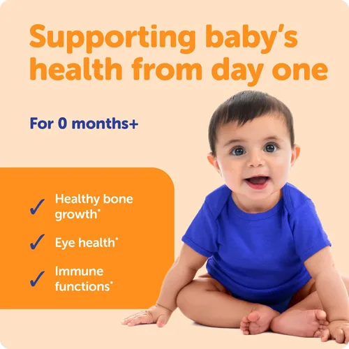 Vista 4 de Ddrops® Vitaminas líquidas orgánicas para bebés A&D gotas para bebés, 60 gotas. Apoya la salud ocular de los bebés, el desarrollo óseo y la función