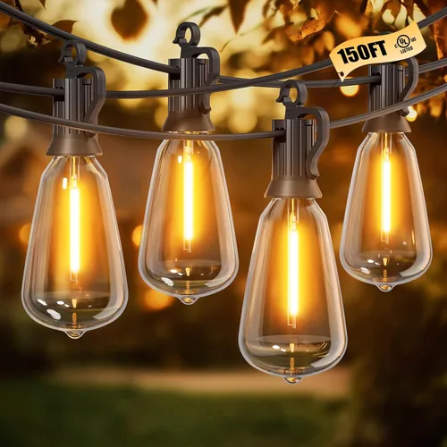 Vista 9 de Brightown Luces de Cadena para Exteriores, 30 pies, 11+1 LED ST38, Luces LED para Patio Irrompibles, Regulables IP65 Impermeables Conectables, Luz