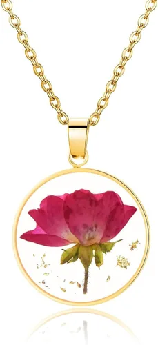 Vista 16 de Pressed Flower Necklace Gift for Women Personalized Handmade Necklaces Birth Flower Necklace