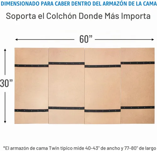 Vista 2 de Tabla plegable para cama, base tapizada, tamaño twin, color café – por DMI