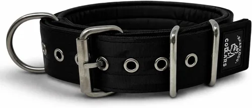 Vista 2 de SparkDog - Collar acolchado para perro, 2 pulgadas de ancho, nailon de 4 capas, correas para cinturón de seguridad, accesorios de acero inoxidable